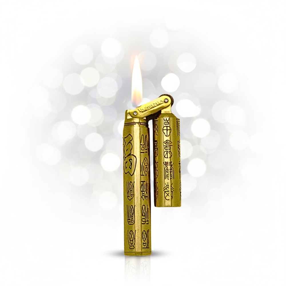 Smoke King Brass Nunchaku Kerosene Lighter – Mini Creative Engraved Vintage Lighter for Men, Refillable Soft Flame EDC Gift
