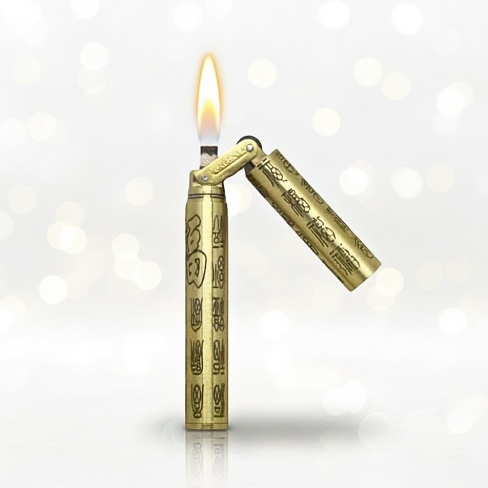 Smoke King Brass Nunchaku Kerosene Lighter – Mini Creative Engraved Vintage Lighter for Men, Refillable Soft Flame EDC Gift