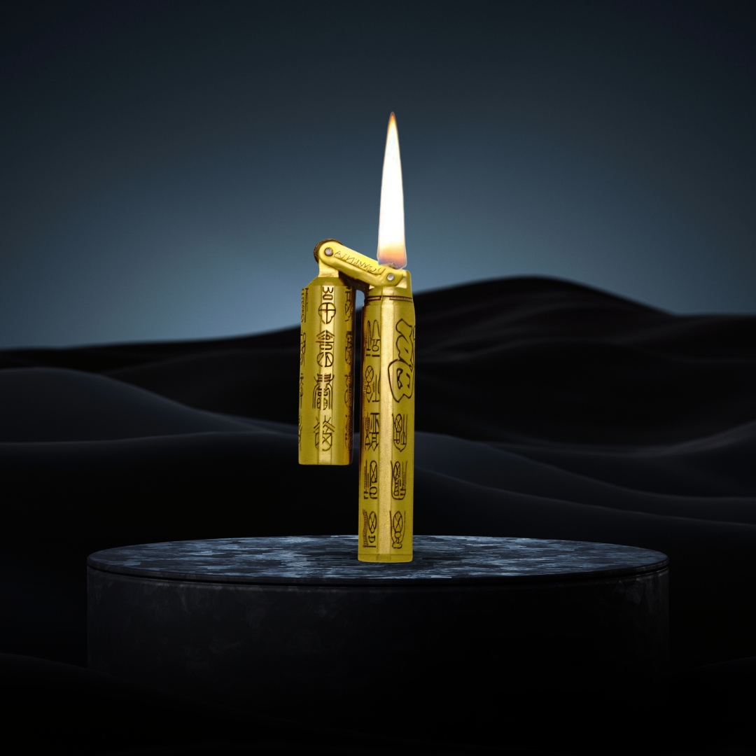Smoke King Brass Nunchaku Kerosene Lighter – Mini Creative Engraved Vintage Lighter for Men, Refillable Soft Flame EDC Gift