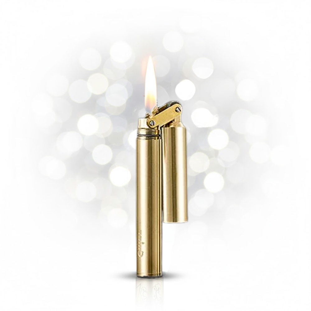 Kerosene Lighter, Brass Body, Open Flame, Retro Stick Design (Gold Stick Lighter)