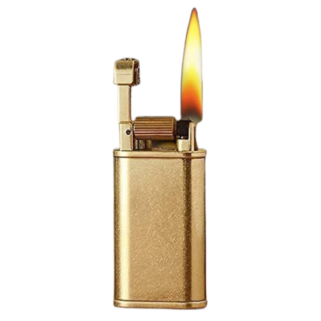 Vintage Brass Kerosene Lighter Lift Arm Retro Design, Covered Windproof Flame, Antique Style Lighter for Men (Bronze)