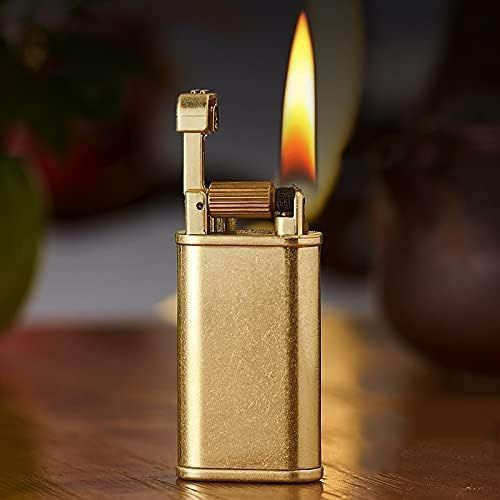 Vintage Brass Kerosene Lighter Lift Arm Retro Design, Covered Windproof Flame, Antique Style Lighter for Men (Bronze)