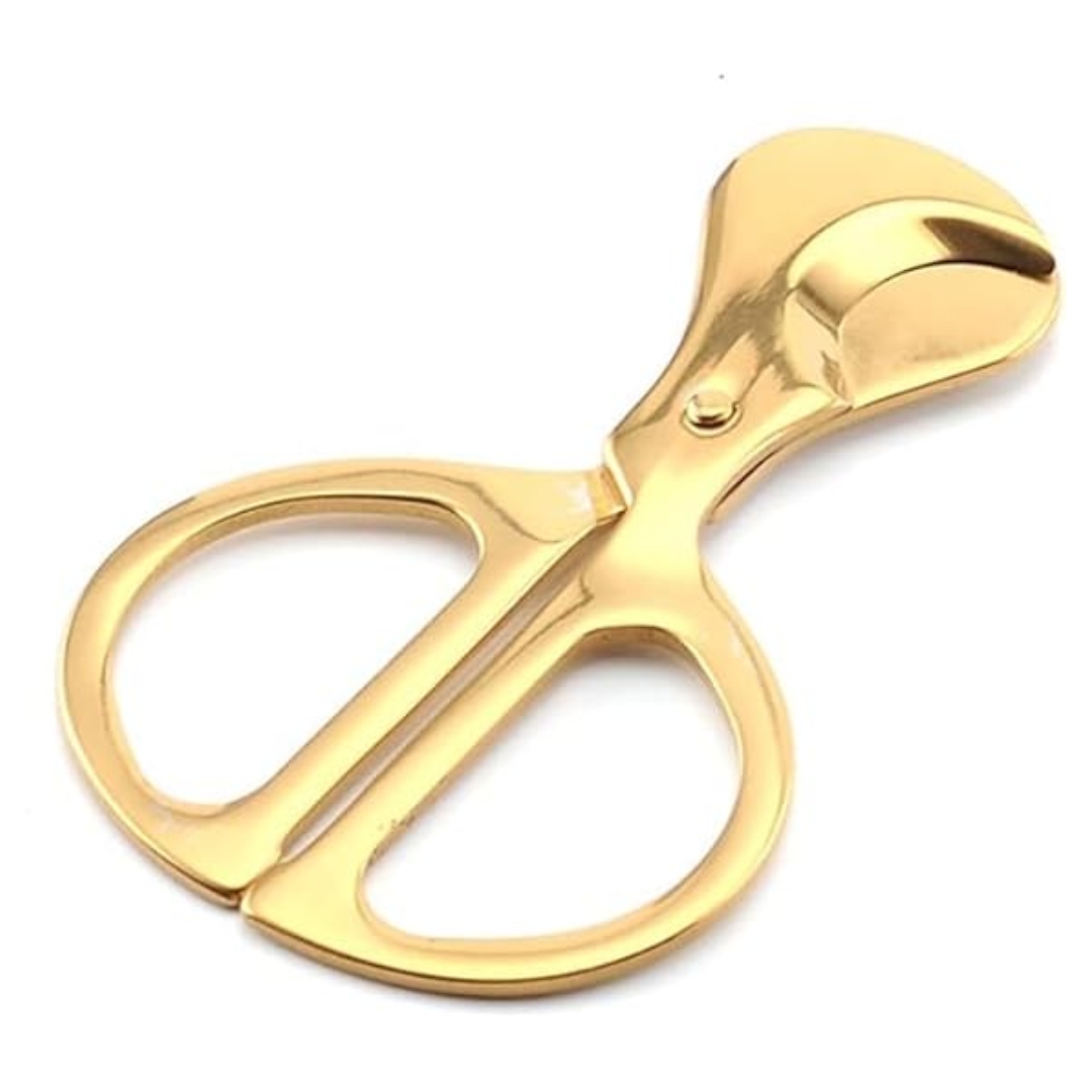 Smoke King Gold Stainless Steel cutter Scissors Style – Double Blade Cutter with Round Handle, Precision Straight Cut Tool – Luxury Portable Accessory for Men