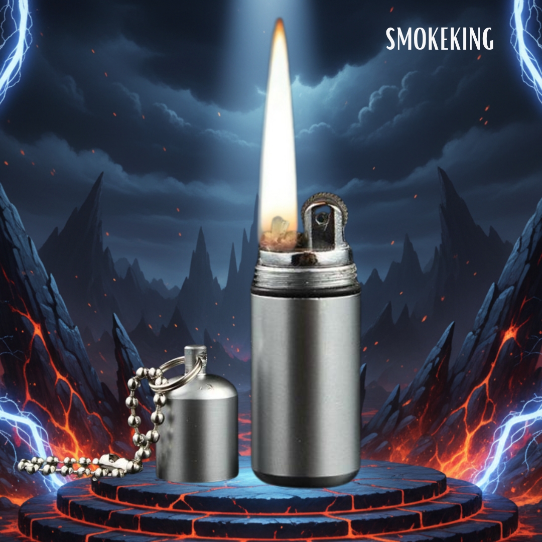 Smoke King Mini Silver Capsule Lighter Refillable Lighter Key Chain Design
