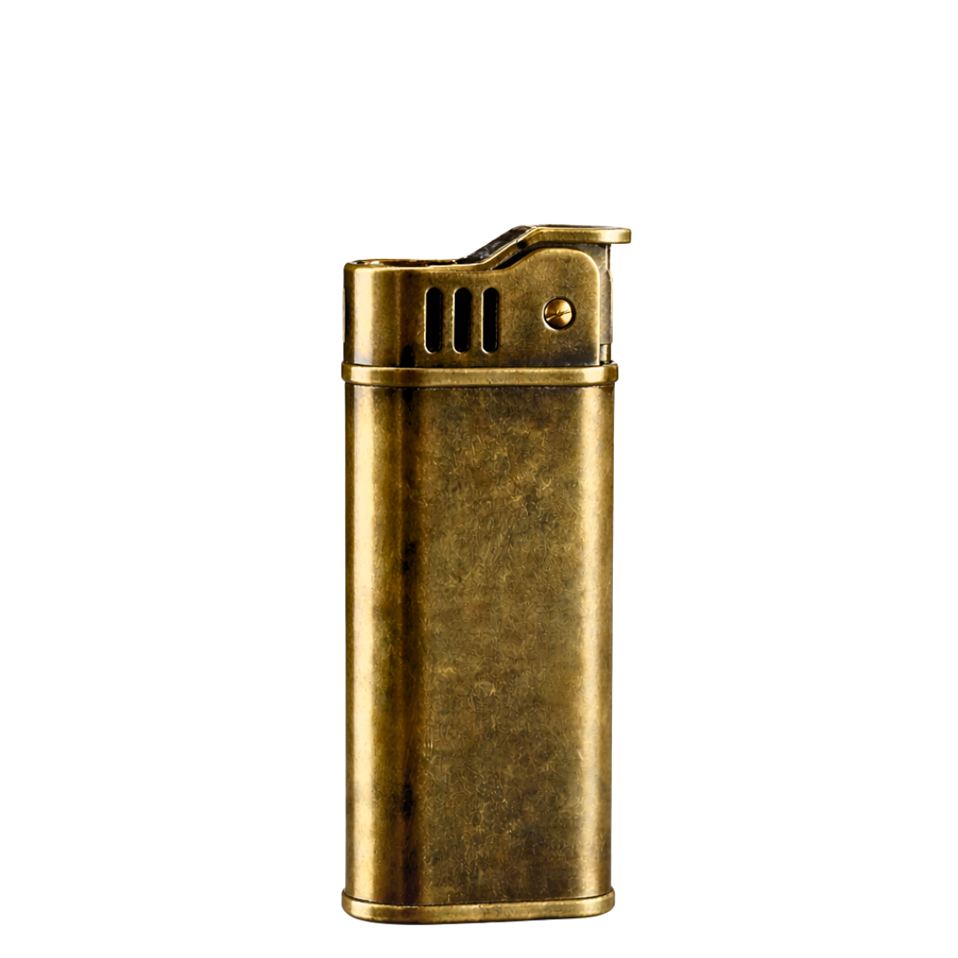 Smoke King Lighter Vintage Antique Brass Kerosene Refillable Lighter with Mechanical Grinding Wheel, Windproof & Durable Retro Design Gift for Men