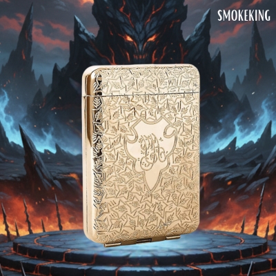 Smoke King Gold Metal Cigarette Case | Retro Vintage Design | Smart Divider | 16 King Size Cigarettes | Pocket Size | Gift Pouch animation