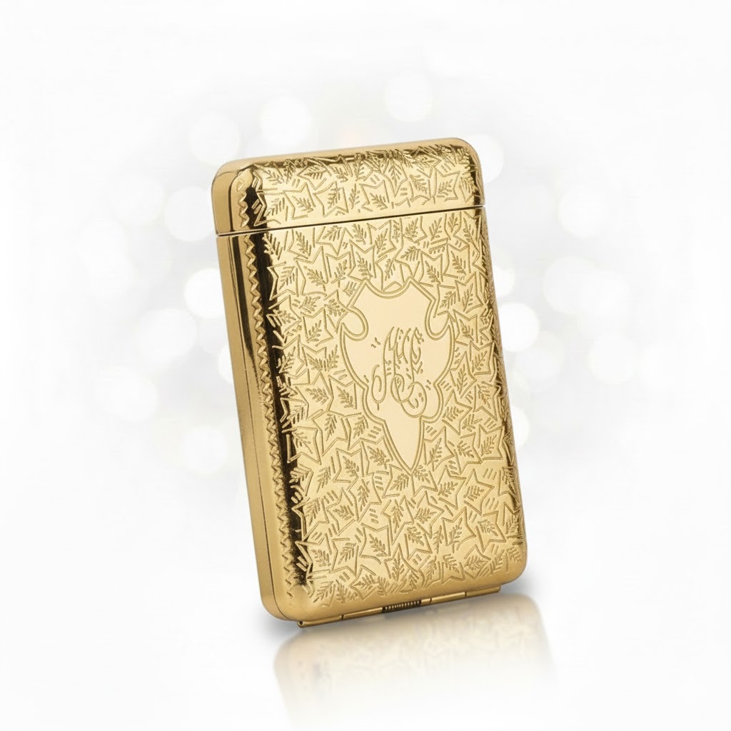 Smoke King Gold Metal Cigarette Case Retro Vintage Design | Smart Divider | 16 King Size Cigarettes | Pocket Size | Gift Pouch