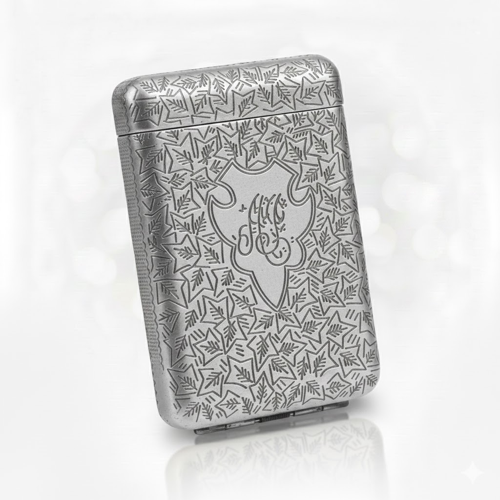 Smoke King Silver Metal Cigarette Case | Stylish Retro Design | 16 King Size Cigarettes | Compact Pocket Case | Gift Pouch