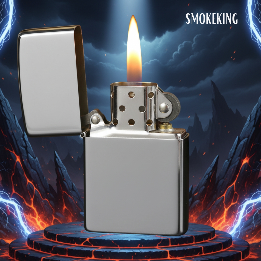 Smoke King Chrome Plated Metal Cigarette Lighter | Zorro Windproof Refillable Kerosene Oil Lighter | Luxury Gift for Men & Women (Fuel Not Included)