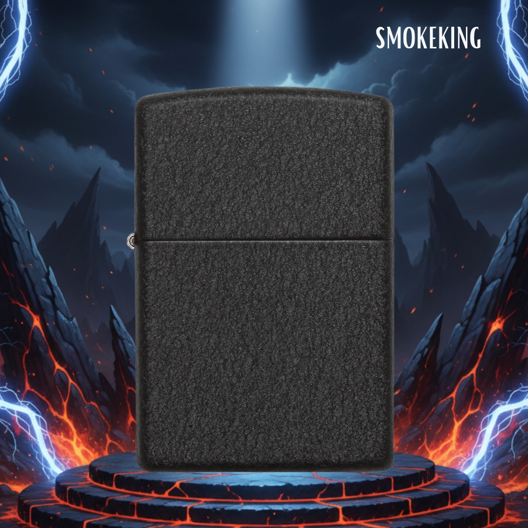 Smoke King Classic Black Crackle Windproof Lighter | (Zorro) Textured Historic Finish | Refillable Kerosene Oil Pocket Lighter (Fuel Not Included)
