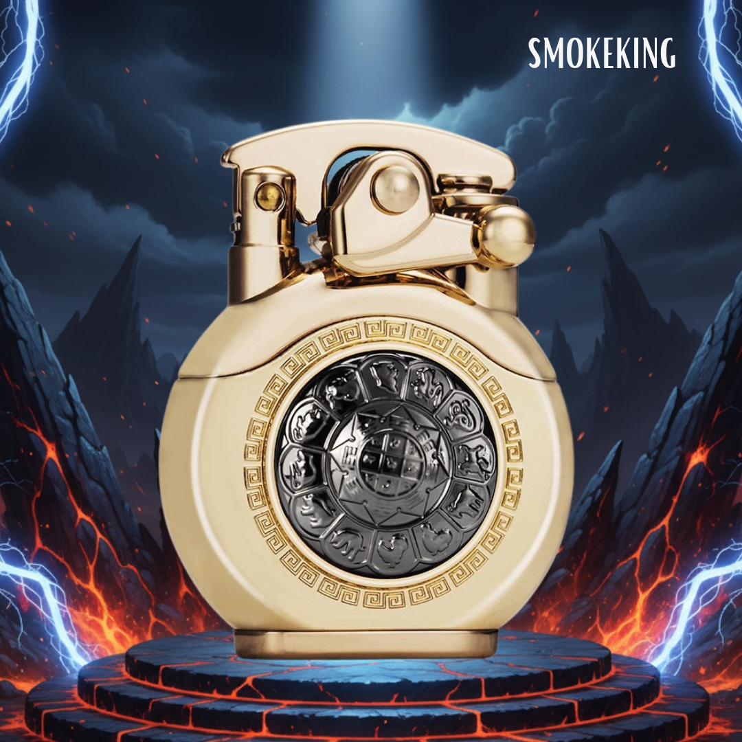 Smoke King Gold Spinner Premium Refillable Cigarette Lighter – Perfect for Gifting | Zorro Lift Arm Soft Flame Pocket Lighter |Gift for Men (Fuel Not Included)