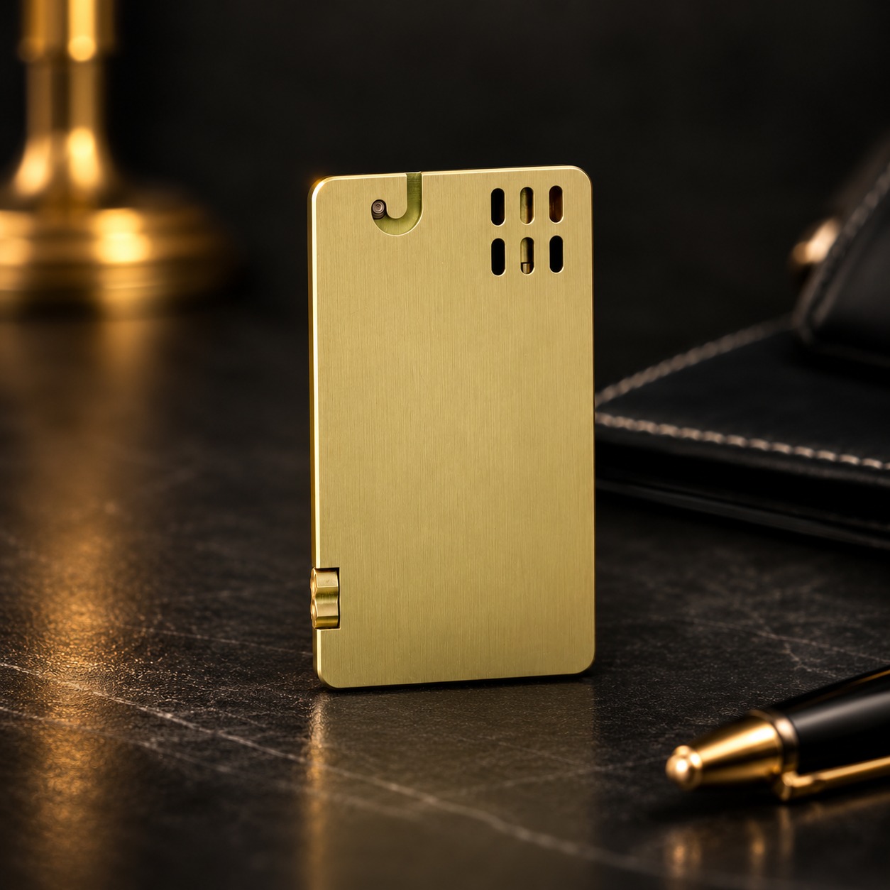 Smoke King Monolith Brass Lighter Detail