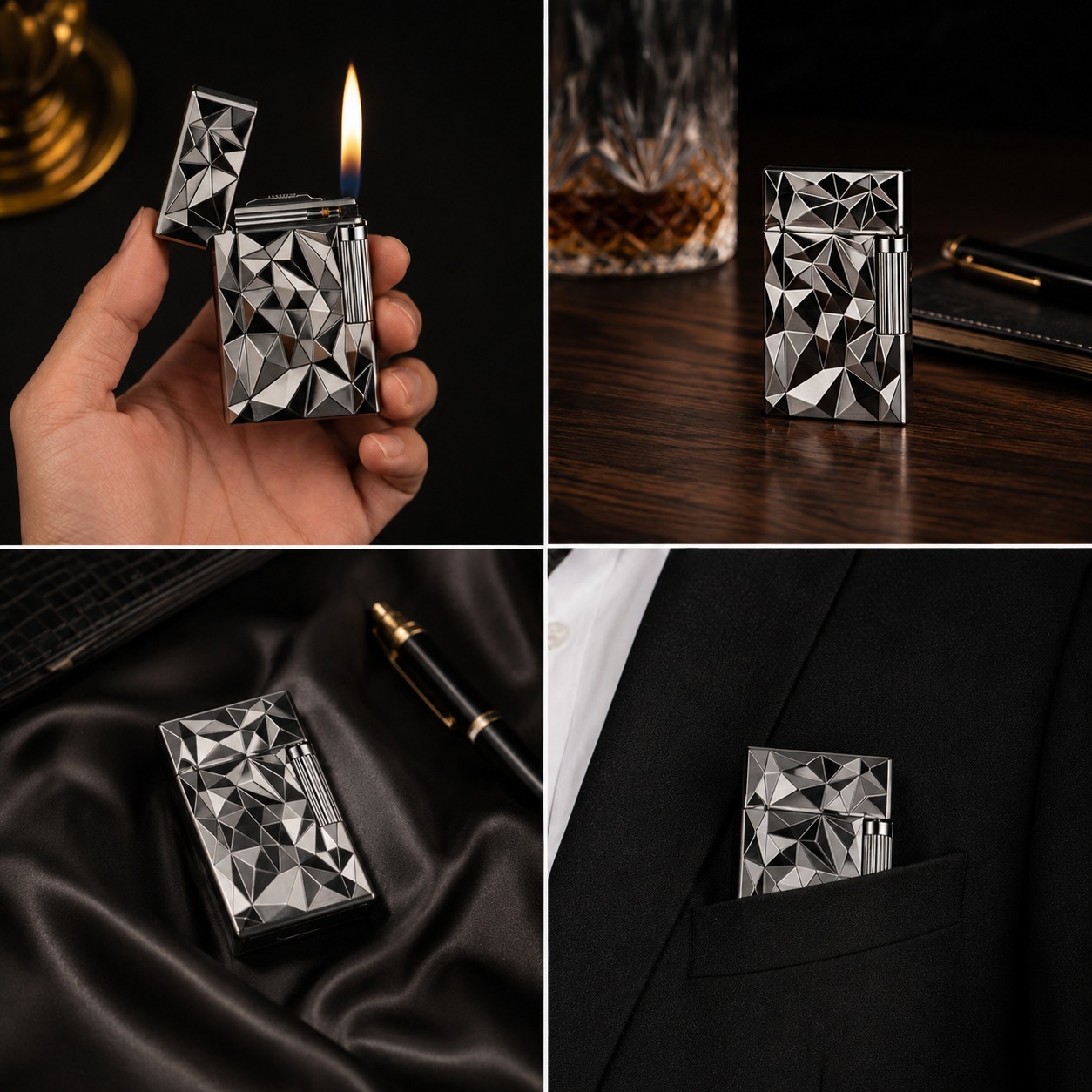 Sanji Black Facet Gas Lighter