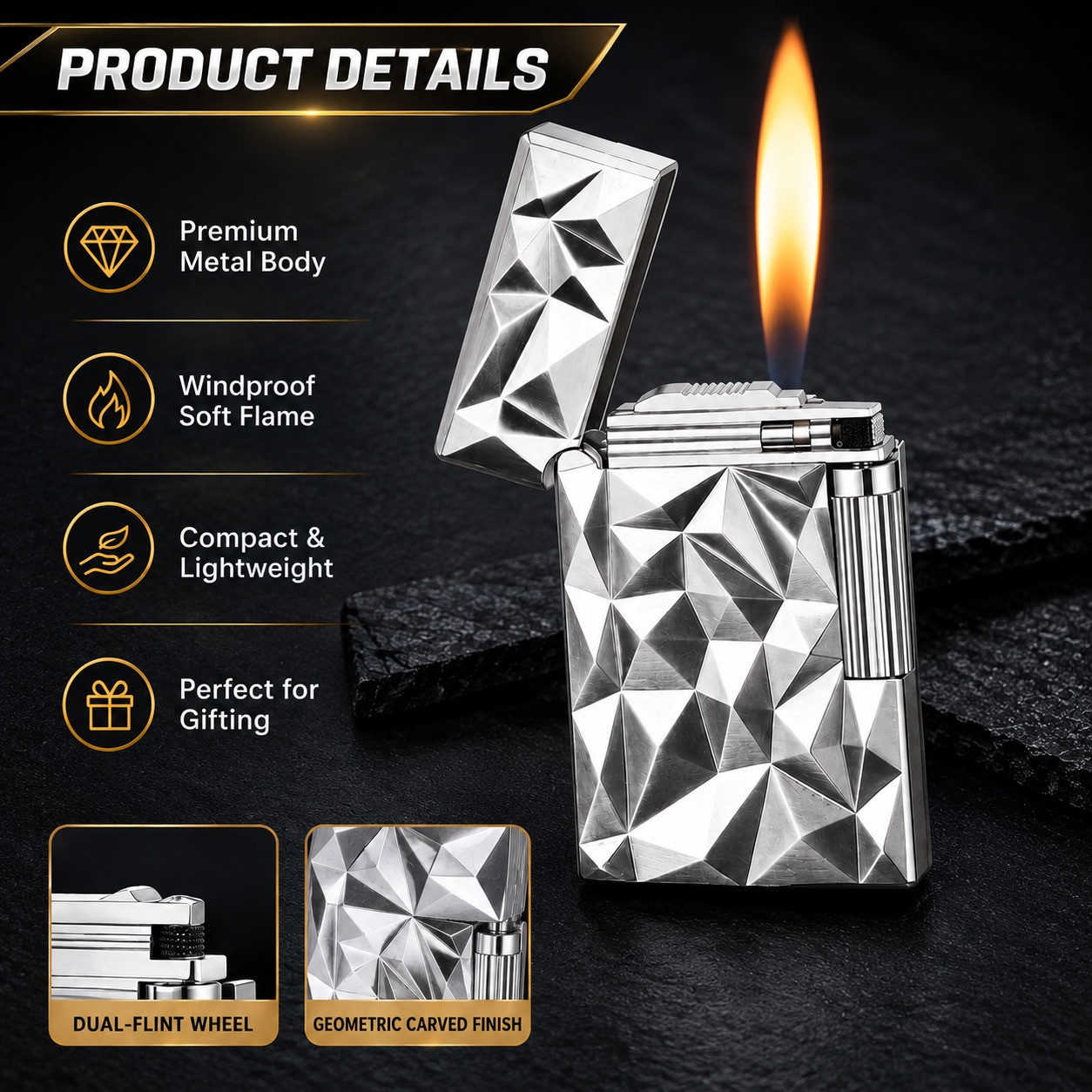 Sanji Silver Facet Lighter