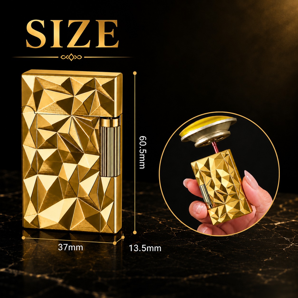 Sanji Facet Metal Gas Lighter Gold
