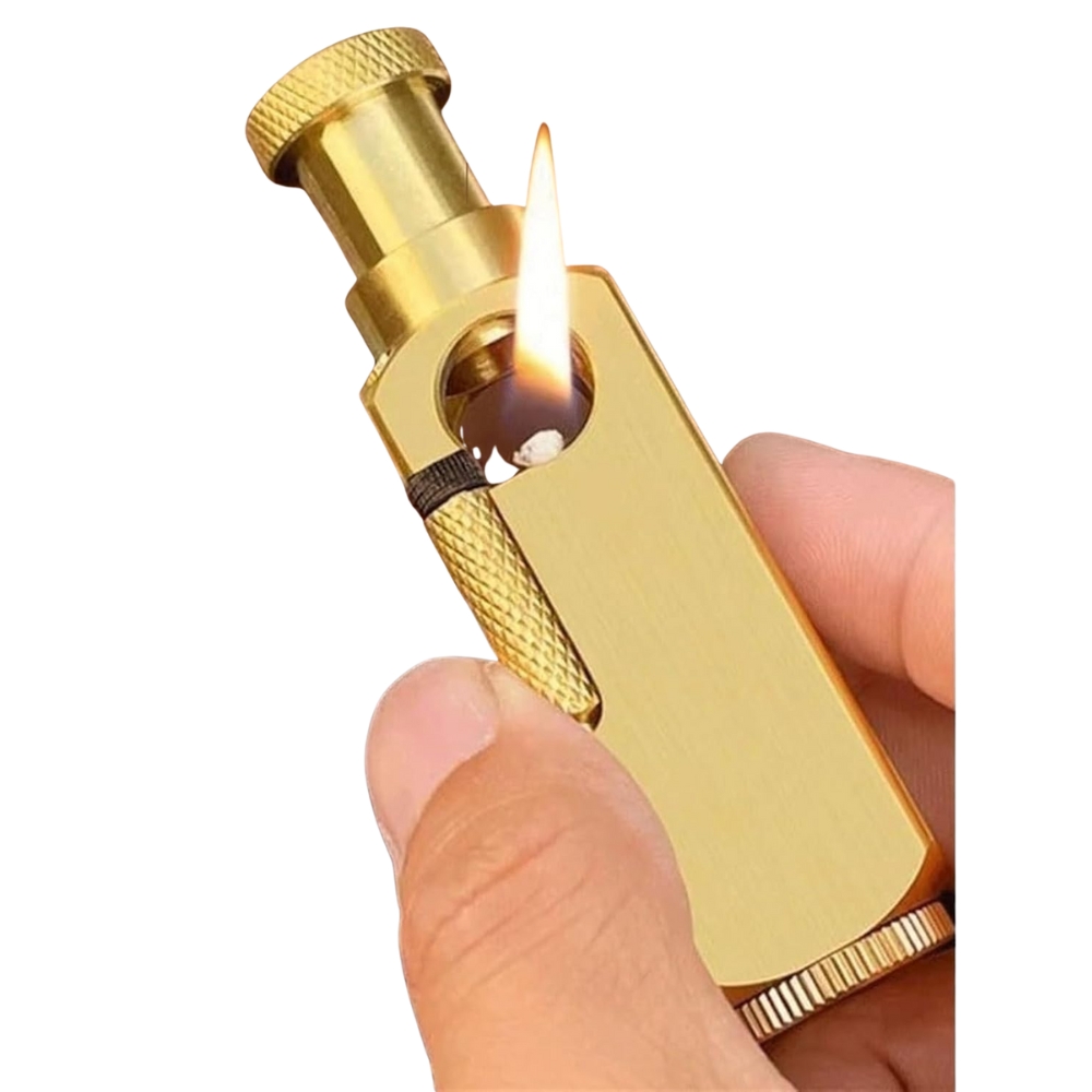 Smoke King Brass Kerosene Lighter Vintage Trench-Style, Refillable Kerosene Oil