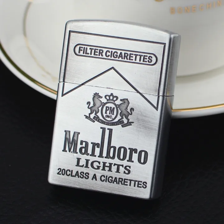 Smoke King Silver Marlboro Engrave Refillable Cigarette Lighter – Perfect for Gifting | Pocket Lighter | Gift for Men