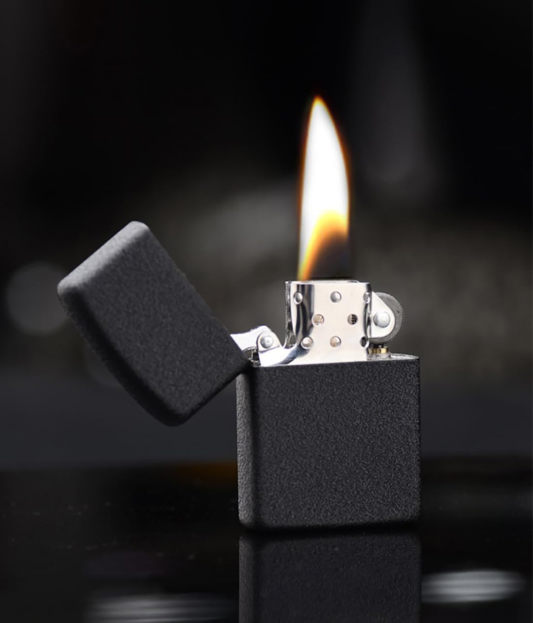 Black Crackle Pocket Butane gas Lighter Windproof Stylish Premium Metal Body
