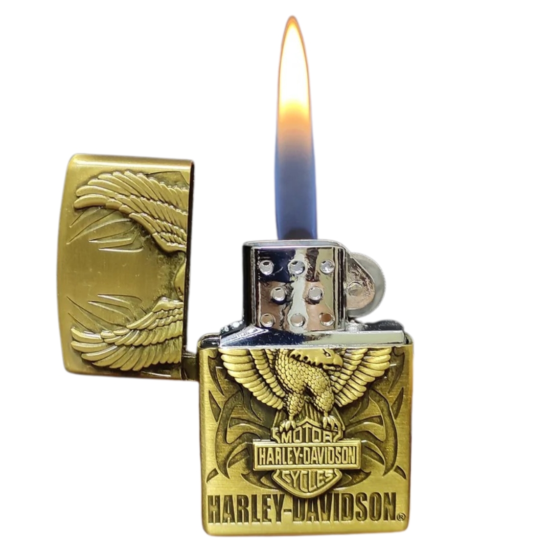 Metal Classic Eagle Harley Davidson Emboss Soft Flame Butane Gas Lighter