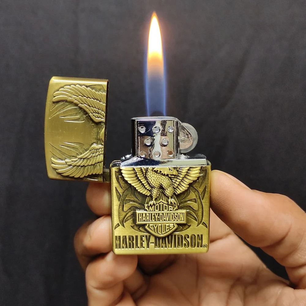 Metal Classic Eagle Harley Davidson Emboss Soft Flame Butane Gas Lighter