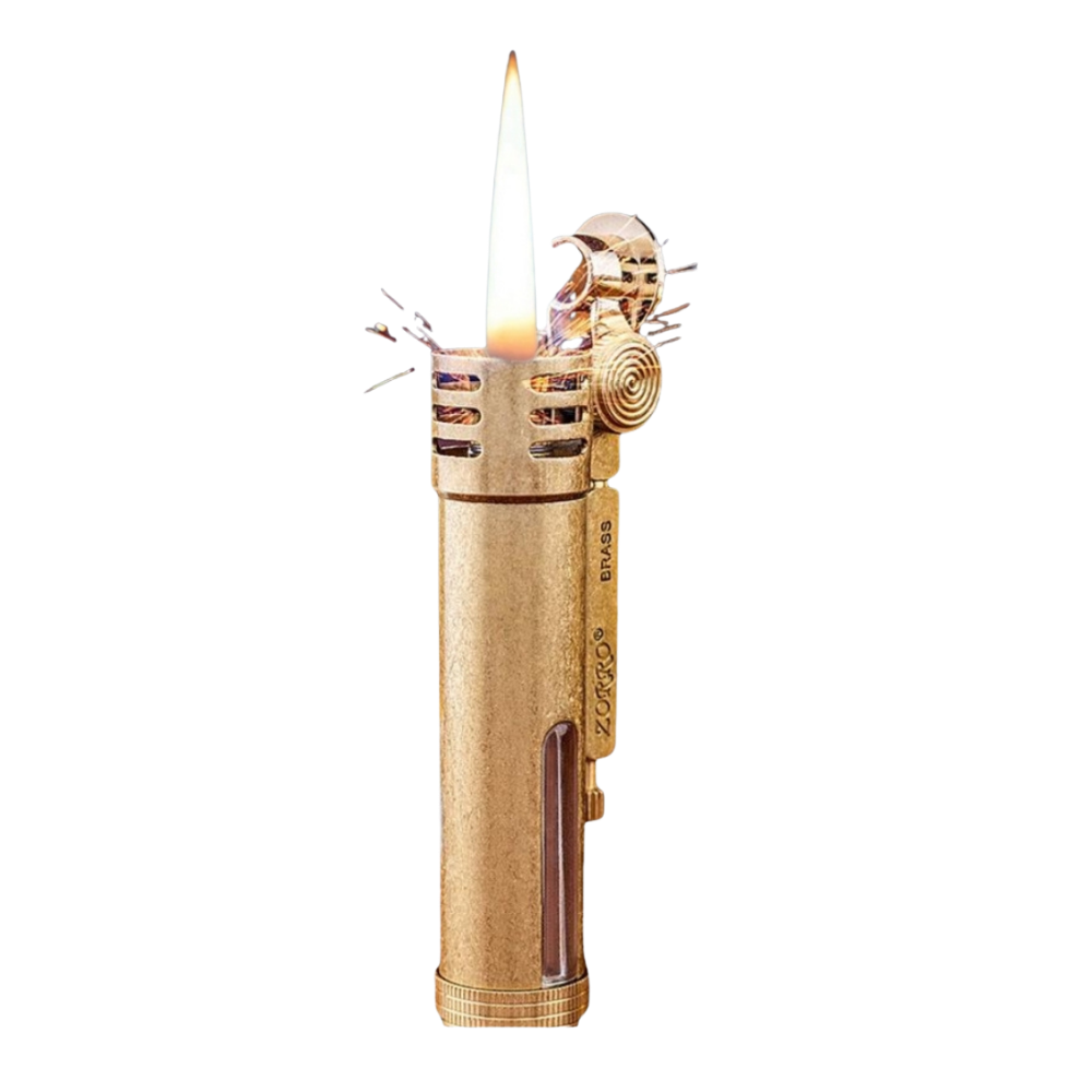 Smoke King Vintage Brass Trench Lighter | Refillable Retro Oil Lighter with Adjustable Flame & O-Ring Seal | Zorro