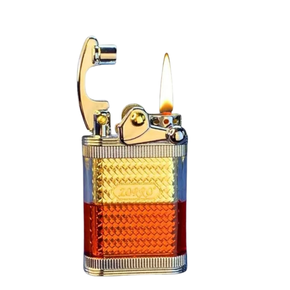 Smoke King Windproof Rock Arm Gold Lighter - Fuel Not Included