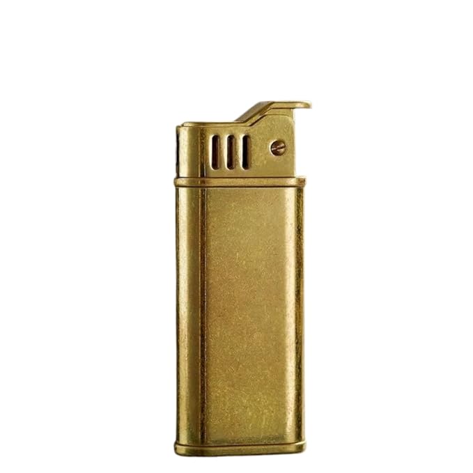 Smoke King Lighter Vintage Antique Gold Fuel Refillable Lighter with Mechanical Grinding Wheel, Oil Tank, Windproof & Durable Retro Design Gift for Men (Fuel Not Included)