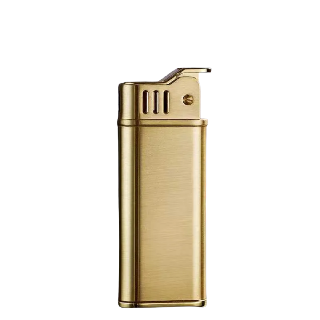 Smoke King Lighter Vintage Antique Brushed Gold Refillable Lighter with Grinding Wheel, Oil Tank, Windproof & Durable Retro Design Gift for Men (Fuel Not Included)