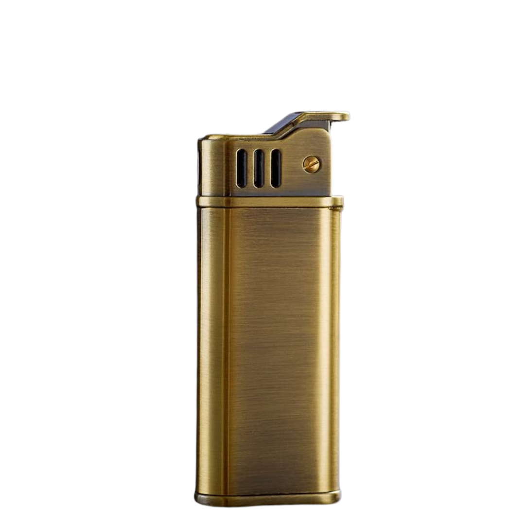Smoke King Lighter Vintage Antique Brushed Bronze Refillable Lighter with Grinding Wheel, Oil Tank, Windproof & Durable Retro Design Gift for Men (Fuel Not Included)