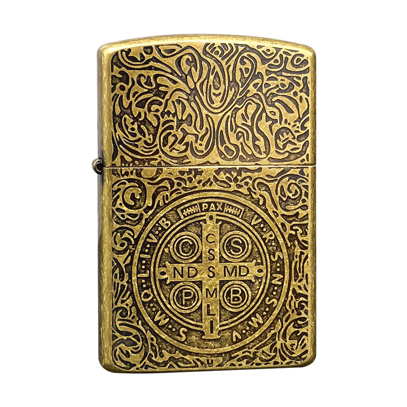Zorro Vintage Engraved Brass Windproof Lighter