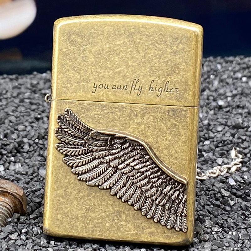 Zorro Vintage Wing Engraved Metal Windproof Lighter