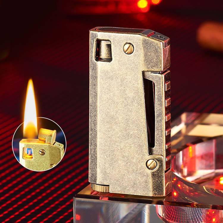Vintage Brass Side-Ignition Windproof Lighter