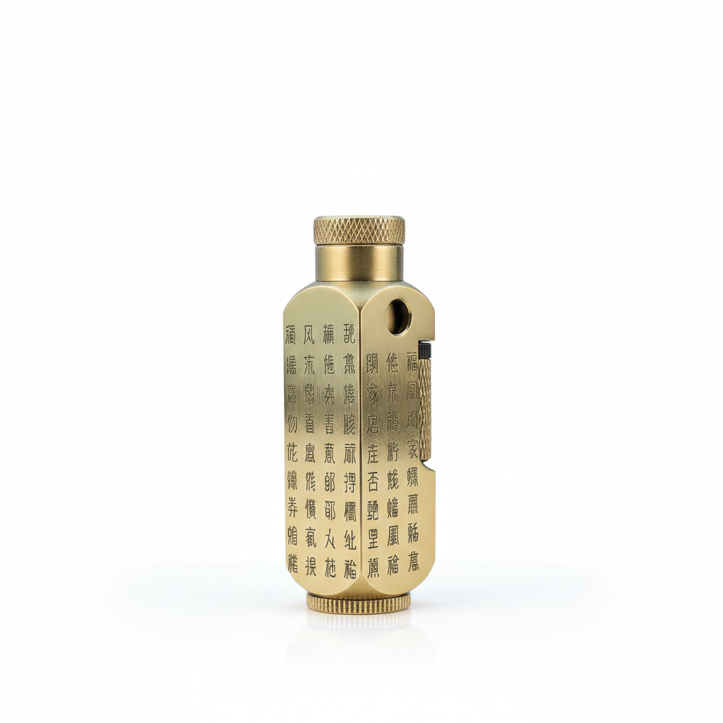 SmokeKing Hand Mandarin Engrave  Brass Kerosene Lighter – Vintage Trench-Style, Handcrafted Wukong Detailing, Refillable Oil Flame (Fuel Not Included)