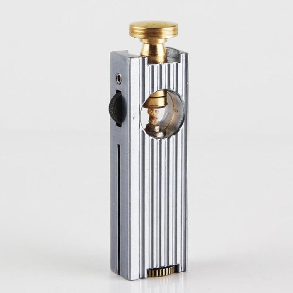 Smoke King Bohemian Silver Antique Vintage Lighter Reusable Windproof Trench Lighter with Horizontal Pull-Out Ignition, Collection & Gift (Brass)