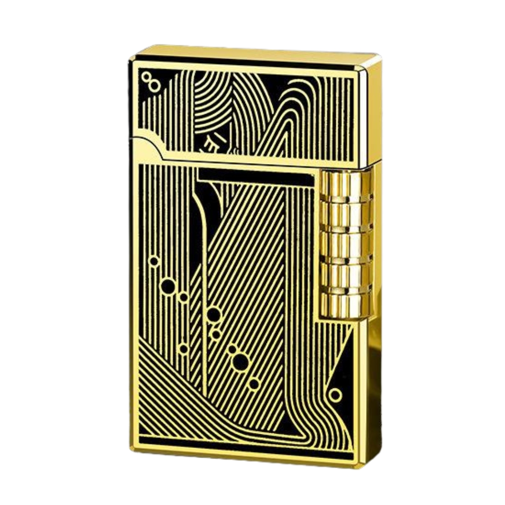 Smoke King Sanji Retro Gas Lighter One Piece Inspired Pulley Ignition Lighter, Soft Flame Refillable Lighter, Collection & Gifting (Black Gold)