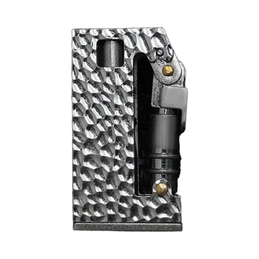 Hammered Armor Silver Lighter Triple Side Switchable Flame Lighter Unique Antique Style Refillable Lighter