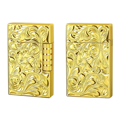 Smoke King Sanji Floral Gold Engrave Lighter  One Piece Inspired Pulley Ignition Lighter, Soft Flame Refillable Lighter, Collection & Gifting