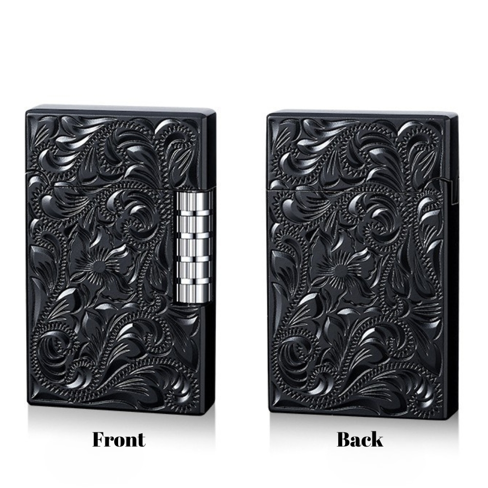 Smoke King Sanji Floral Black Engrave Lighter  One Piece Inspired Pulley Ignition Lighter, Soft Flame Refillable Lighter, Collection & Gifting