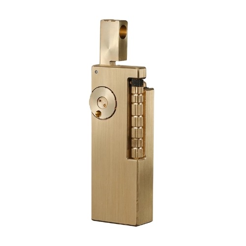 Smoke King Side Slip Sovereign Spark Narrow Series Fluid Lighter – Solid Brass Refillable Pocket Lighter, Slim Rectangular Design, Durable Sealed Construction for Everyday Carry