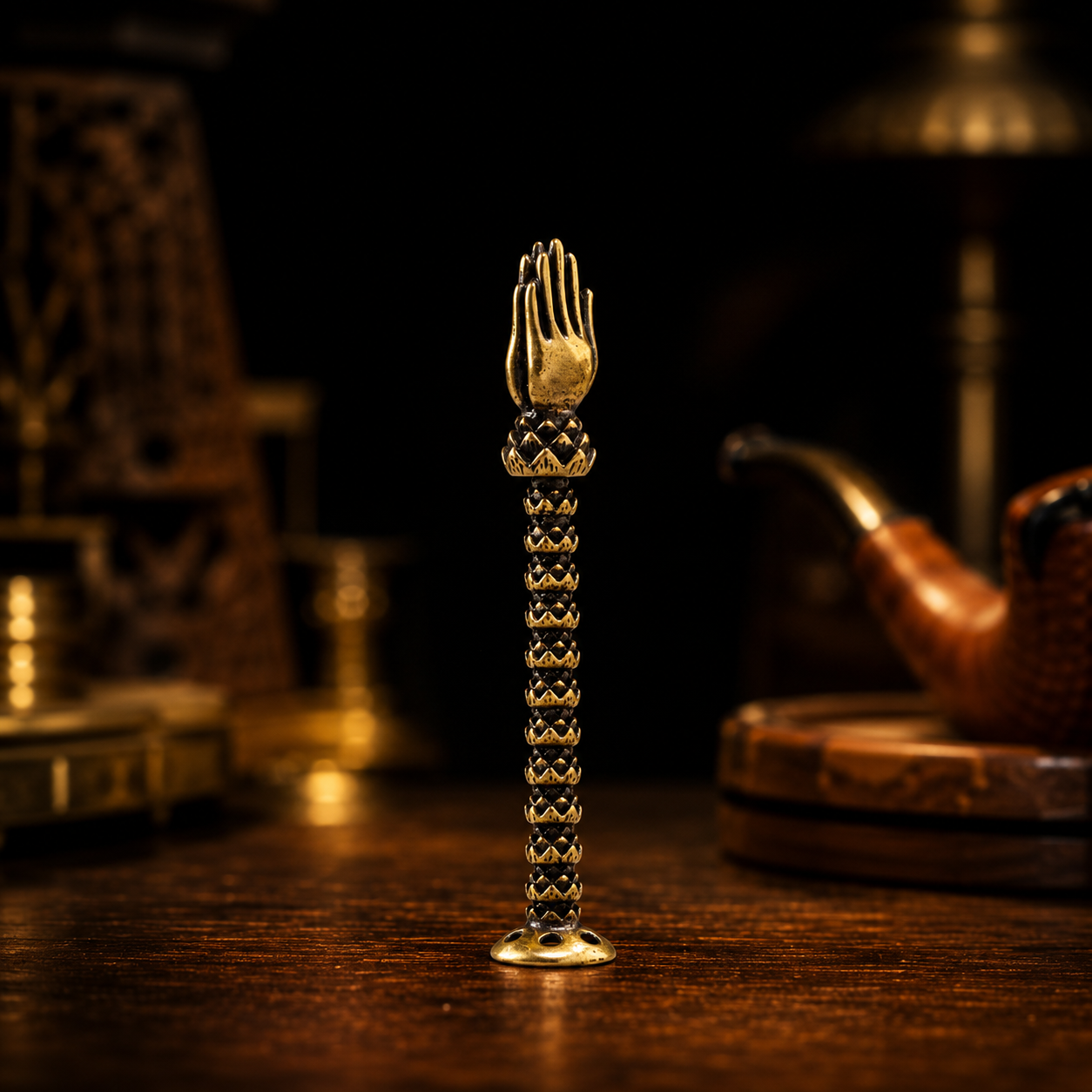 Buddha Hand Pillar Smoking Pipe Tamper Tool Cigar Cleaning Decor