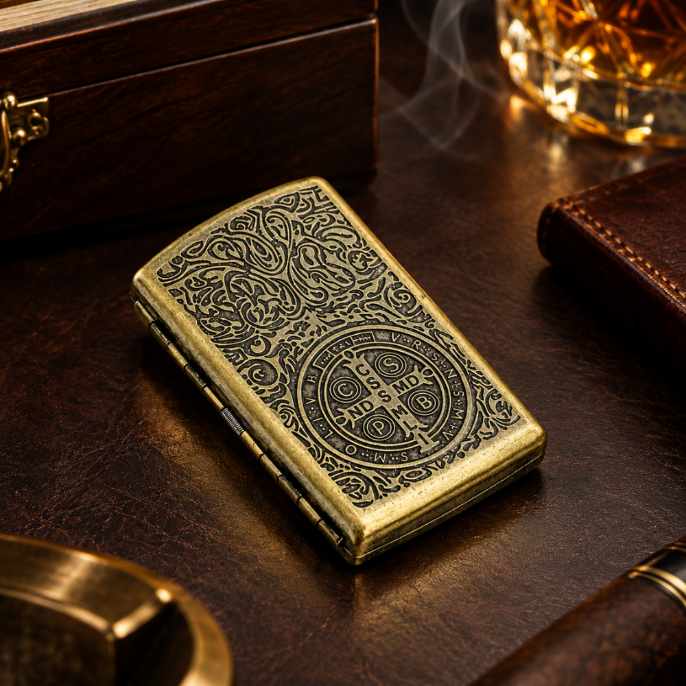 Smoke King Retro Metal Pocket Case | Vintage Flip-Top Storage Case with Secure Lock & Premium Gift Box