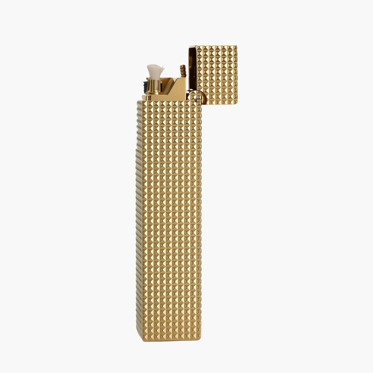 Rowen Dorven Gold Pyramid Pattern Refillable Fuel Lighter