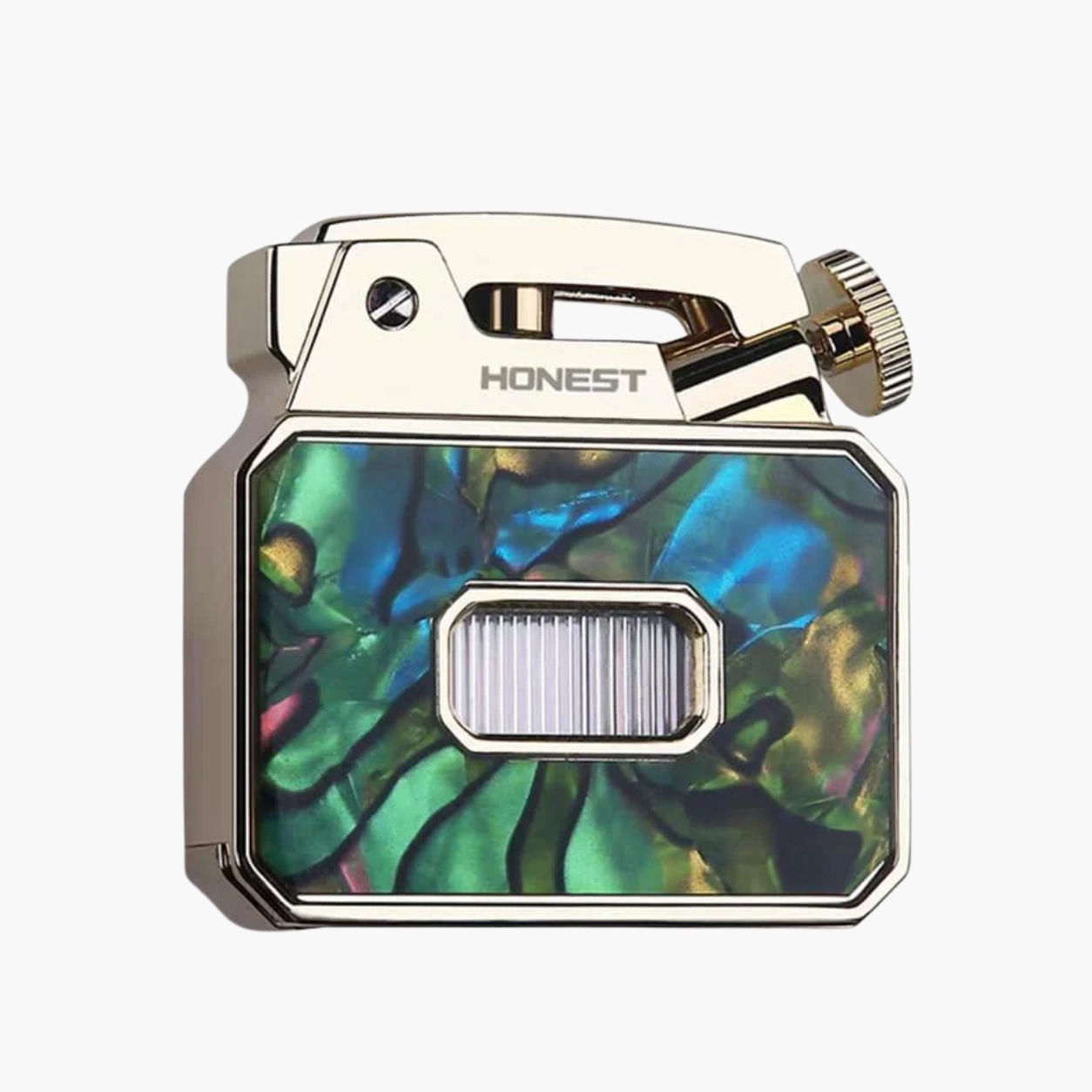 Smoke King HONEST Premium Designer Lighter, Green Blue Artistic Pattern with Gold-Tone Finish, Refillable Pocket Lighter, Stylish Gift for Men