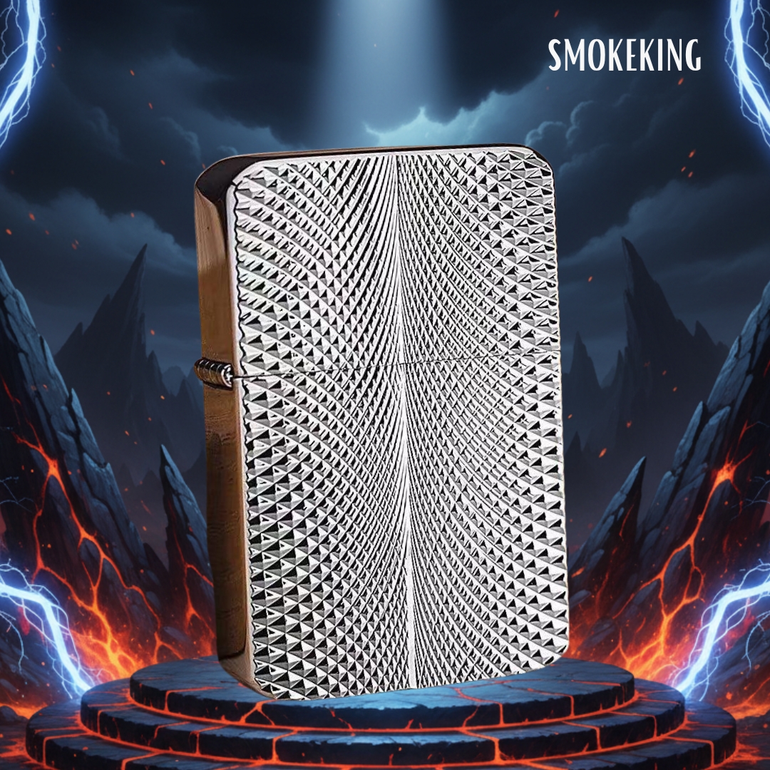 Smoke King Windproof White Metal Kerosene Lighter – Refillable Premium Cigar Lighter