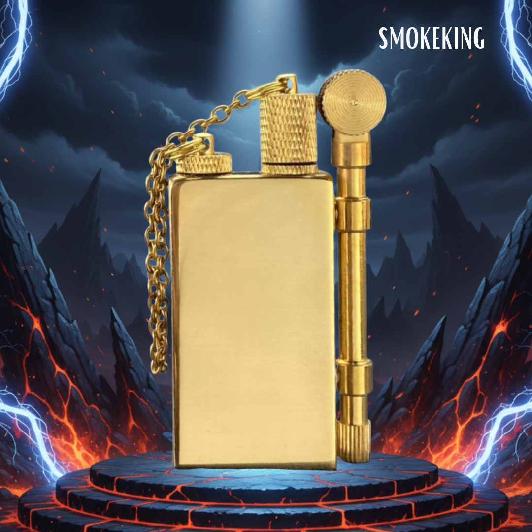 Smoke King Retro Brass Trench Lighter | Windproof & Waterproof Refillable Kerosene Lighter with Grinding Wheel Ignition | Vintage Zorro Collectible Gift