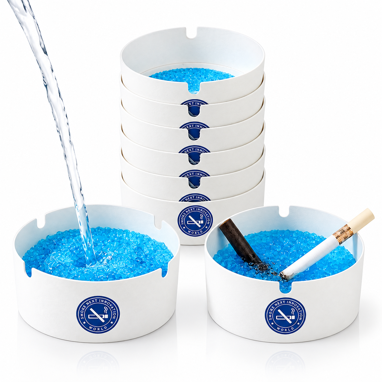 Smoke King Disposable Foam Ashtray 25 Pack | Water-Activated Paper Ashtray with Odor Control & Sand Base | Portable Leak-Resistant Ash Tray for Home, Car, Office, Patio, Camping & Travel