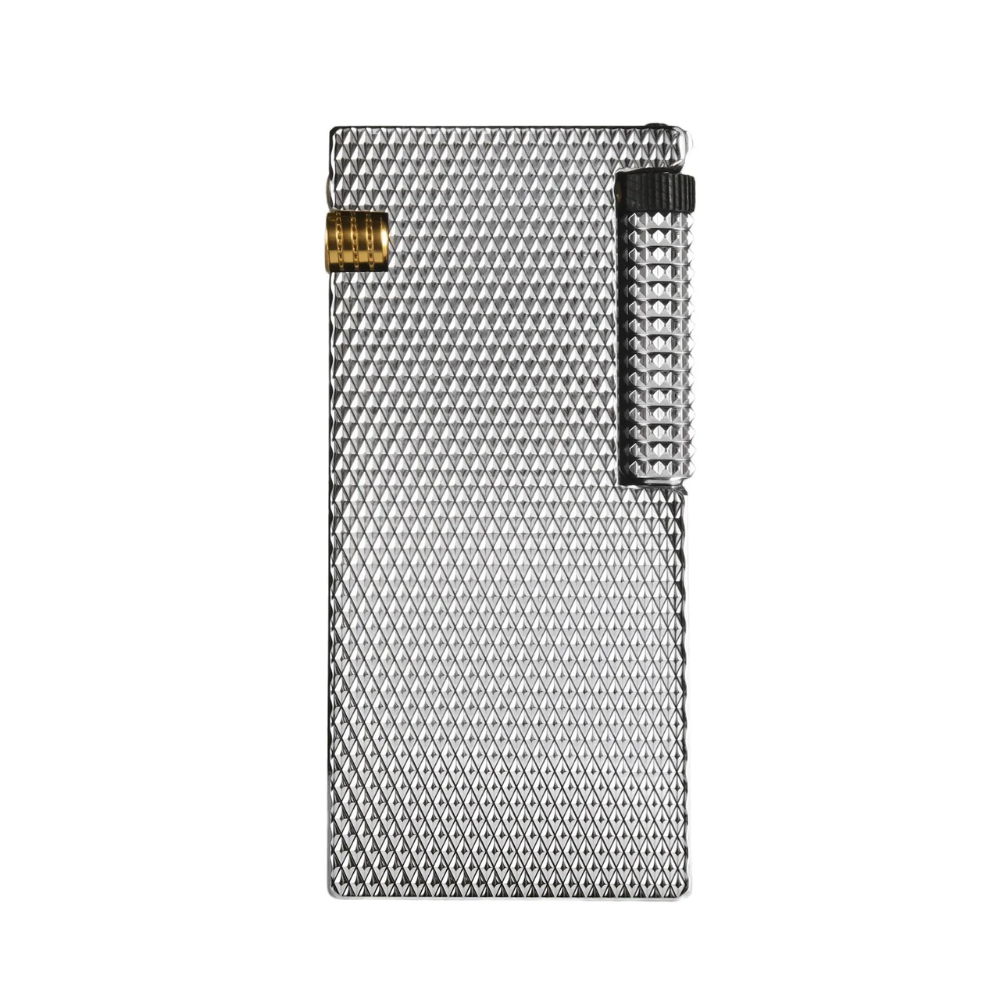 Smoke King Rowen Dorven Silver Windproof Butane Lighter – Luxury Refillable Metal Pocket Lighter with Side Slide Ignition, Premium Silver Finish (Fuel Not Included)