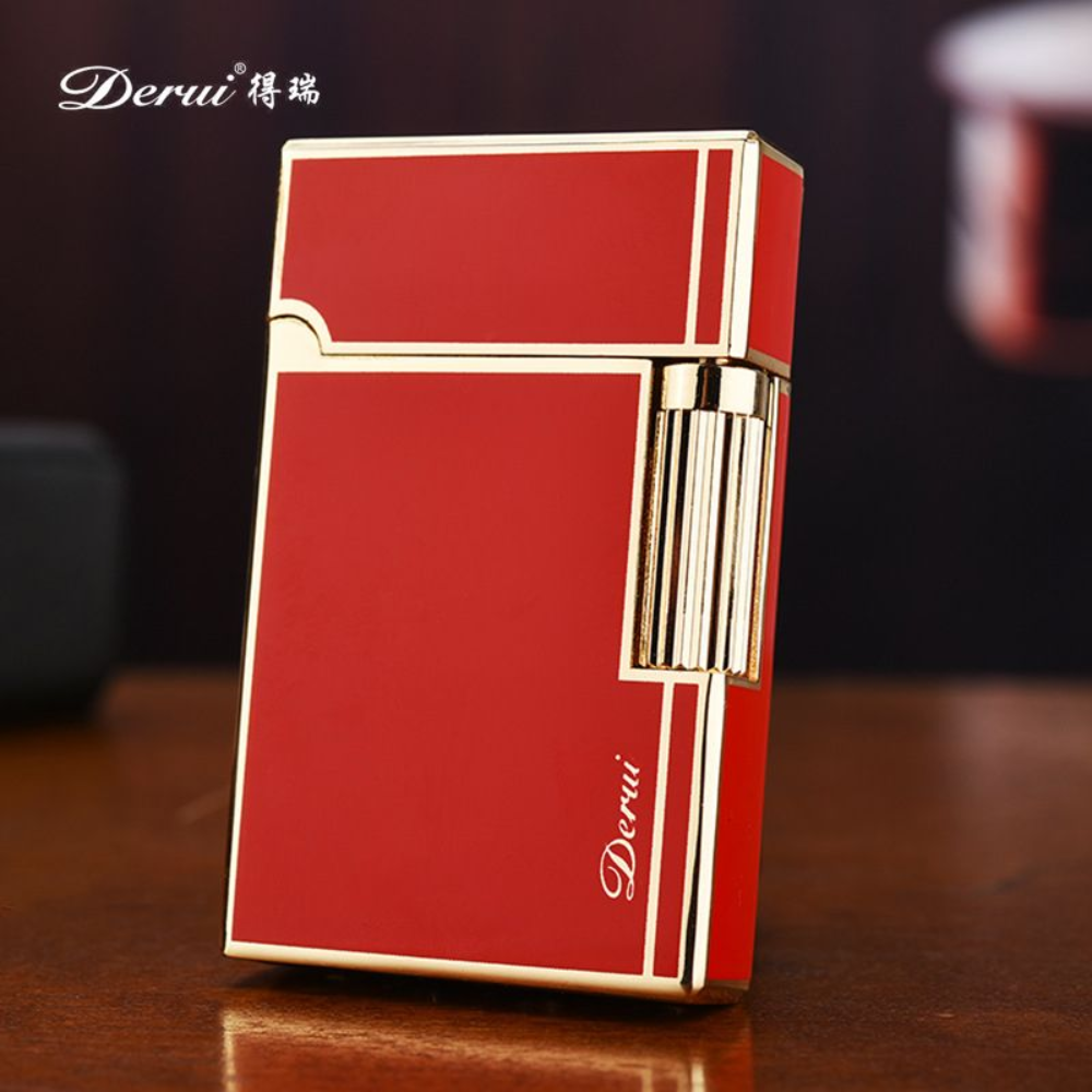 Smoke King DERUI 1260 Vintage Metal Lighter, Zinc Alloy Flint Wheel Lighter, Premium Red Classic Pocket Lighter for Men, Stylish Collectible & Gifting