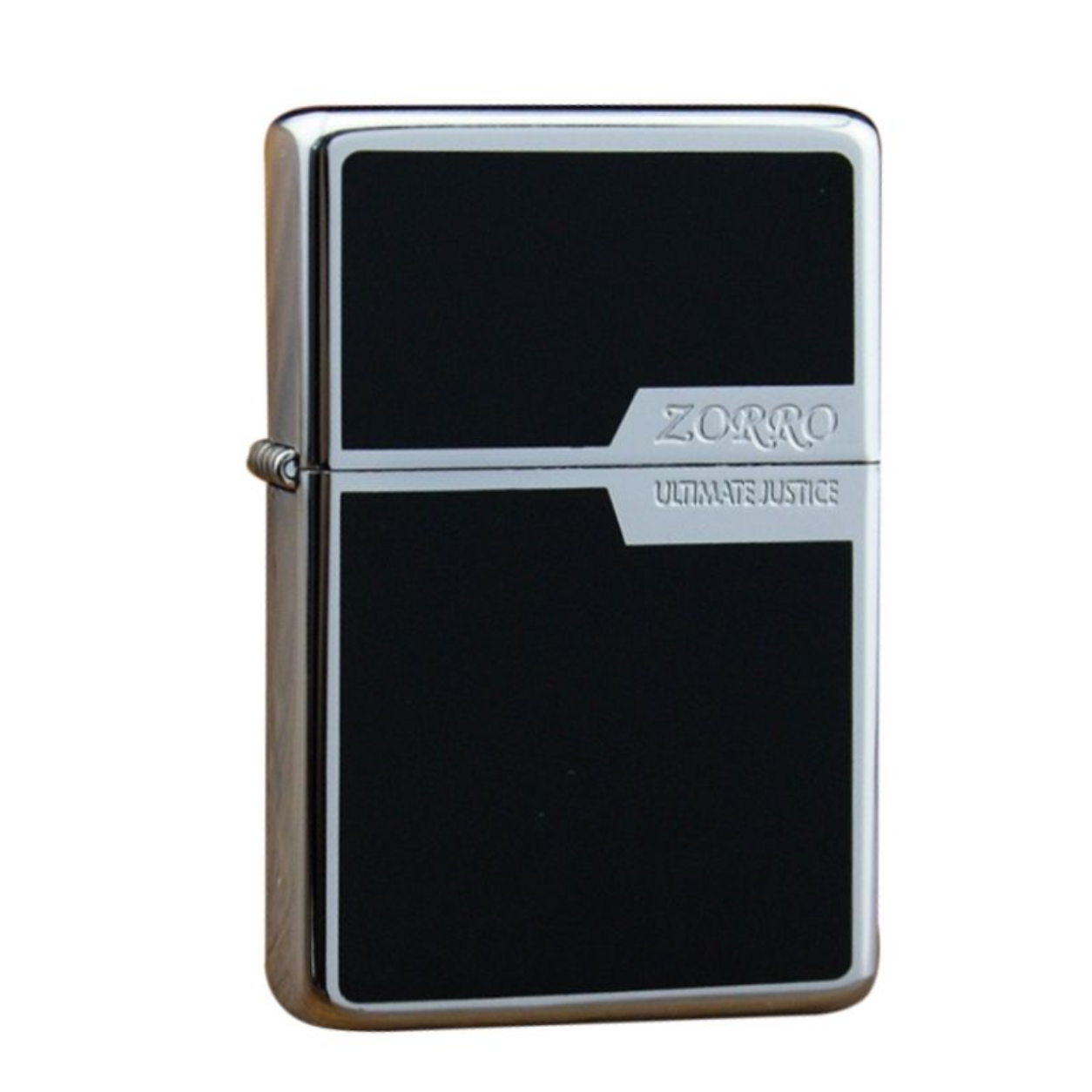 ZORRO Ultimate Justice Classic Lighter, Black Silver Refillable Kerosene Lighter with Flint Wheel & Wick, Premium Metal Flip Top Pocket Lighter for Men, Vintage Collectible & Gift