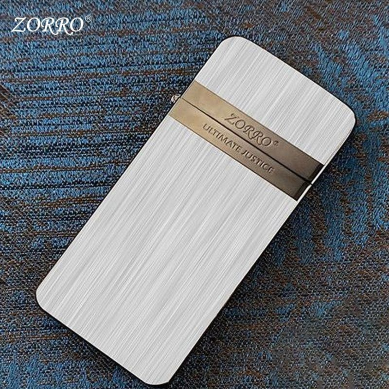 ZORRO Ultimate Justice Silver Premium Brushed Metal Lighter – Refillable Windproof Flint Lighter